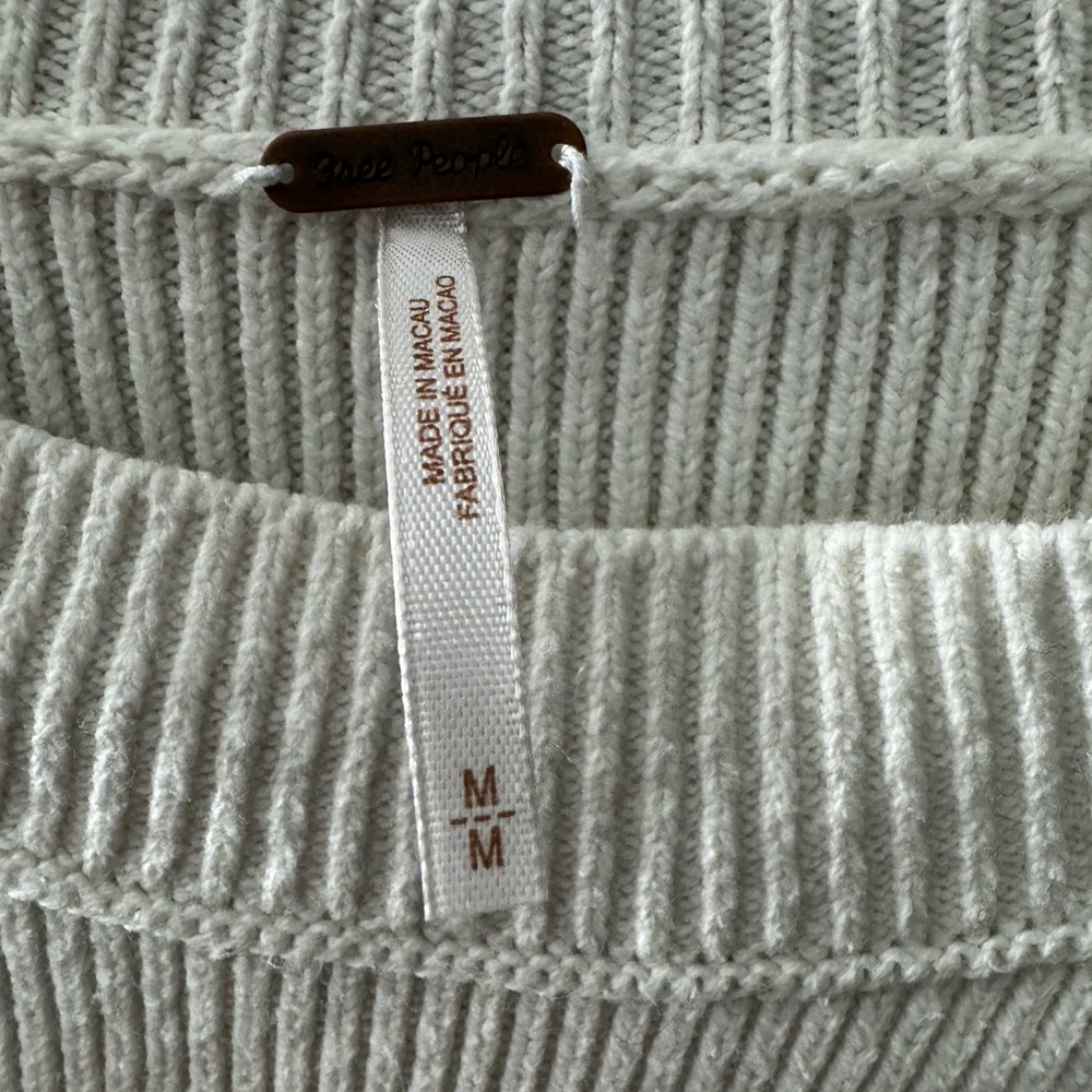 Free People Cream Cropped Crew Neck Sweater - Picture 2 of 4